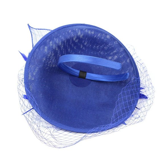 Sinamay Women Feather Fascinator Hat With Veil, Cocktail Tea Party Banquet🐬 - Picture 4 of 7